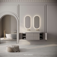 Belgravia II Double Vanity Unit & Stone Basin 1400mm Sabbia Grigio Oak